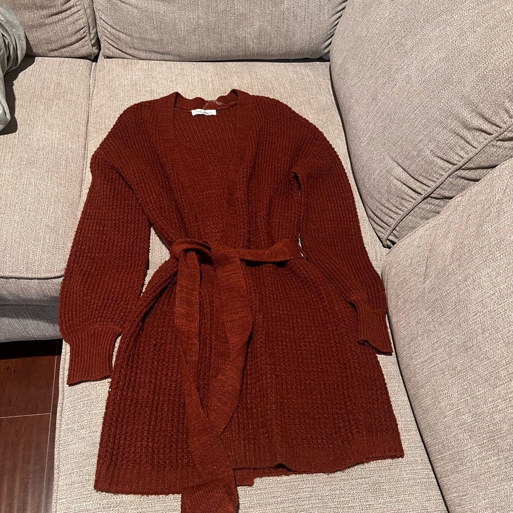 Women's Burnt Orange Knit Cardigan Sweater